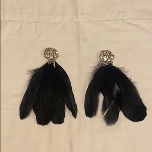 Black clip on feather earrings